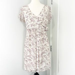 Romy Floral Print Dress - White and Purple